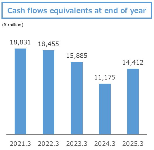 Cash flows equivalents at end of year